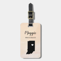 Indiana kaart bagagelabel, huwelijksfeest welkom