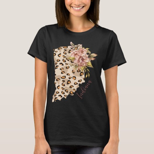 Indiana Leopard Pattern Map Leo State Of Indiana T-shirt (Voorkant)