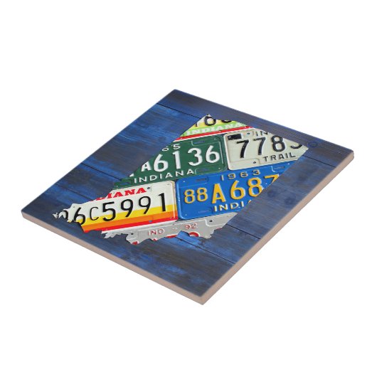 Indiana Licence Bord Map Ceramic Tile Tegeltje (Zijkant)