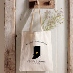 Indiana Map Wedding Welcome Bag Tas Black, Gold<br><div class="desc">Het weekend van de bruiloft heet cadeautas voor gasten uit de stad voor je bruiloft,  met afbeelding van Indiana,  met gouden hart.  Vul tas met je favoriete godies.</div>