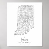 Indiana Minimal Street Map Poster (Voorkant)