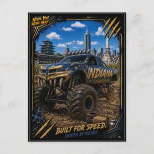 Indiana Monster Truck Off-Road Kunst Briefkaart