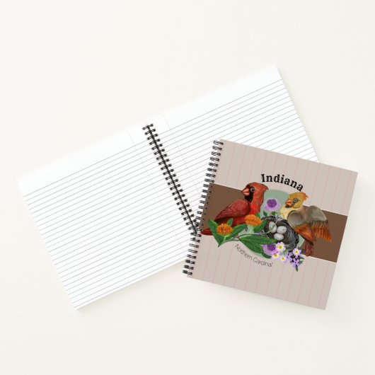 Indiana Northern Cardinals met inheemse Planten Notitieboek (Binnen)