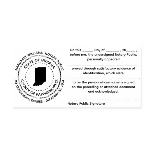 Indiana Notaris publieke erkenningsstempel Zelfinktende Stempel (Design)