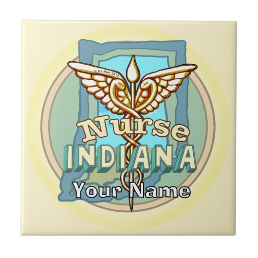 Indiana Nurse Caduceus Tegeltje (Voorkant)