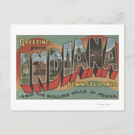 Indiana, Pennsylvania - Grote Letter-scènes Briefkaart (Voorkant)