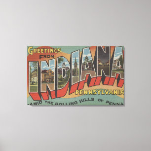 Indiana, Pennsylvania - Grote Letter-scènes Canvas Afdruk