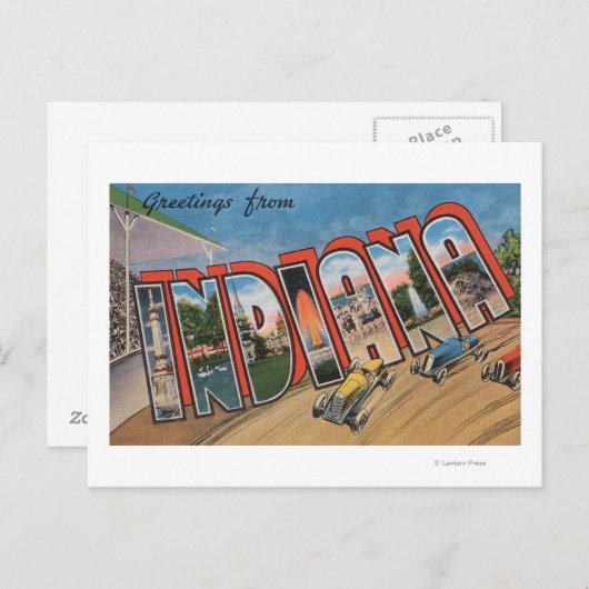 Indiana (Racecar) Grote Letter-scenesIndiana Briefkaart (Voorkant / Achterkant)
