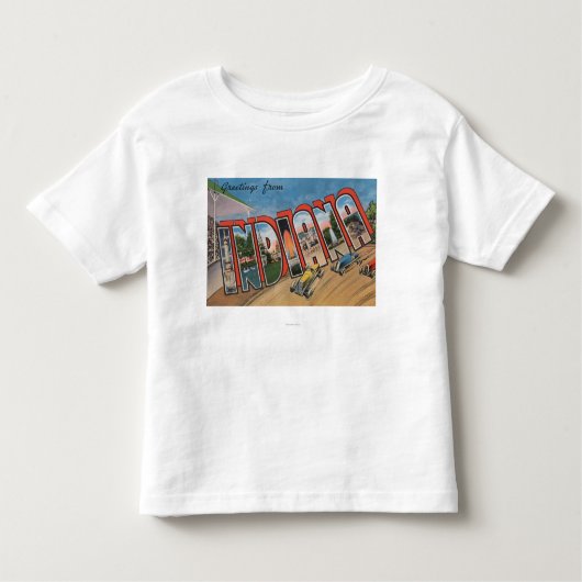 Indiana (Racecar) Grote Letter-scenesIndiana Kinder Shirts (Voorkant)