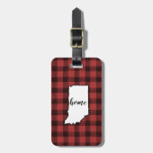 Indiana | Red & Black Buffalo Plaid Home State Bagagelabel (Voorkant verticaal)