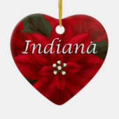 Indiana Red Poinsettia Heart Keepomwille Ornament (Voorkant)