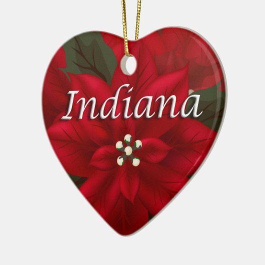 Indiana Red Poinsettia Heart Keepomwille Ornament (Links)