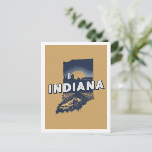 Indiana Retro Travel Design Iconische Verenigde St Briefkaart (Staand voorkant)