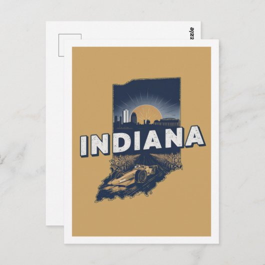 Indiana Retro Travel Design Iconische Verenigde St Briefkaart (Voorkant / Achterkant)