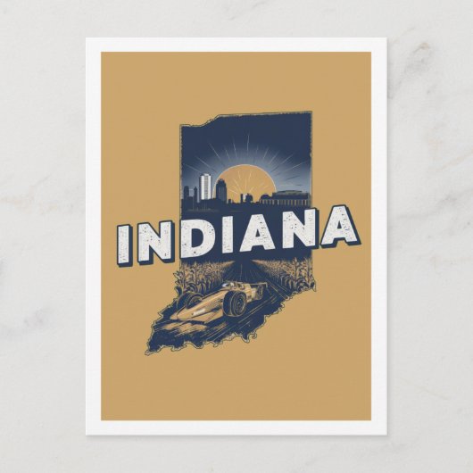 Indiana Retro Travel Design Iconische Verenigde St Briefkaart (Voorkant)