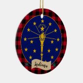 Indiana, Rode buffels en Indiana-vlag Keramisch Ornament (Rechts)