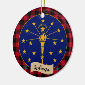 Indiana, Rode buffels en Indiana-vlag Keramisch Ornament (Links)