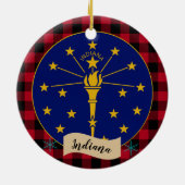 Indiana, Rode buffels en Indiana-vlag Keramisch Ornament (Achterkant)