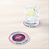 Indiana rood wit blauw typografie ronde kartonnen onderzetter (Insitu)