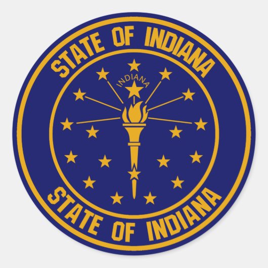 Indiana Round Emblem Ronde Sticker (Voorkant)
