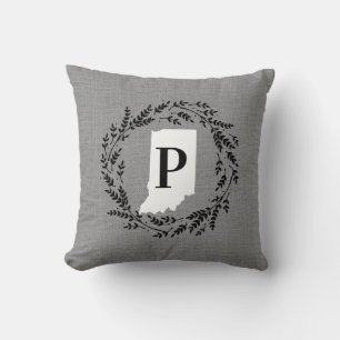 Indiana rustieke krans monogram Sierkussen
