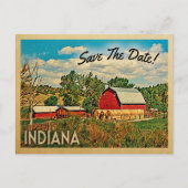Indiana Save the Date Boerderij Barn Rustic Aankondigingskaart (Voorkant)