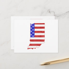 Indiana Shaped Patriotic Hoosier American Flag Briefkaart