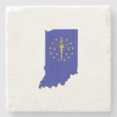Indiana Silhouette Outline Map Shaped State Flag Stenen Onderzetter (Voorkant)