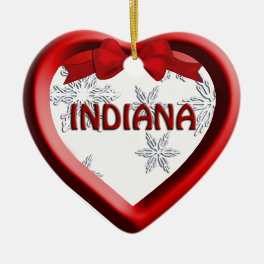Indiana Snowflake Heart-kerstversiering Keramisch Ornament (Voorkant)