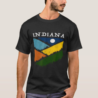 Indiana Souvenir Hiking Mountains Night Sky Campin T-shirt
