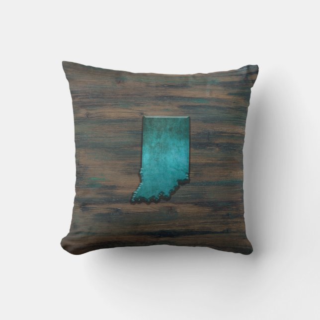 Indiana Staatsvorm Teal Kussen (Voorkant)