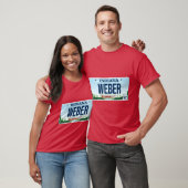 Indiana State aangepaste Weber vanity kentekenplaa T-shirt (Unisex)