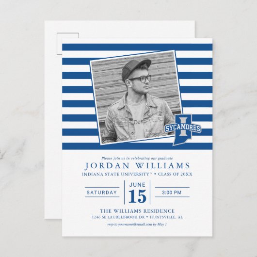 Indiana State Afstuderen Aankondigingskaart (Voorkant / Achterkant)