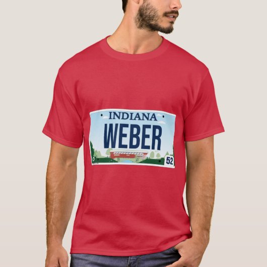 Indiana State custom Weber vanity license plate T-shirt (Voorkant)
