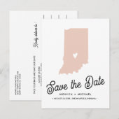 INDIANA State Destination Wedding any COLOR! Aankondigingskaart (Voorkant / Achterkant)