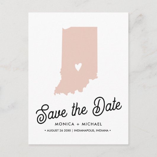 INDIANA State Destination Wedding any COLOR! Aankondigingskaart (Voorkant)