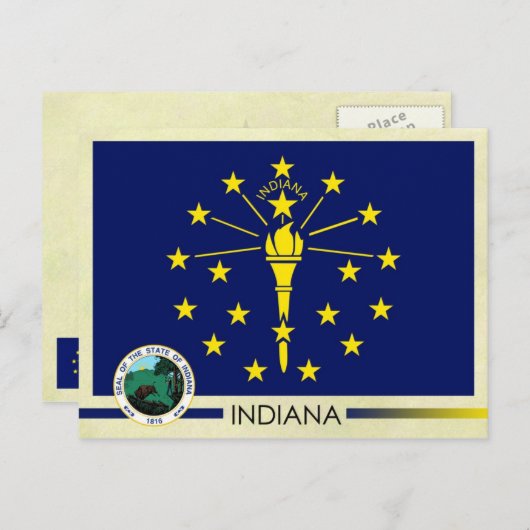 Indiana State Flag and Seal Briefkaart (Voorkant / Achterkant)