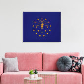Indiana State Flag Design Canvas Afdruk (Insitu (Woonkamer))