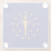 Indiana State Flag Design Decor Glazen Onderzetter (Achterkant)