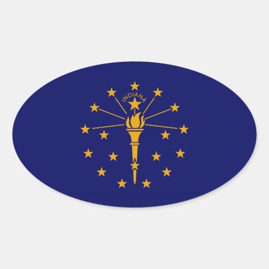 Indiana State Flag Design Ovale Sticker (Voorkant)