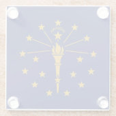 Indiana State Flag Glazen Onderzetter (Achterkant)