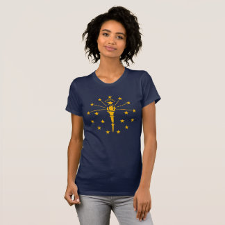 Indiana State Flag Gold Torch & Stars Vrouwen T-shirt