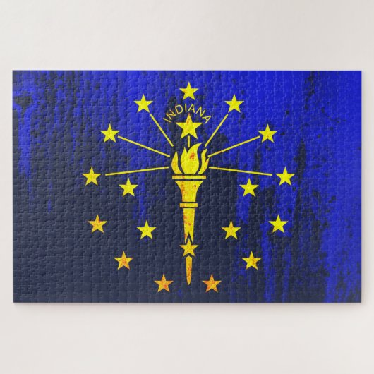 Indiana State Flag Grunge Legpuzzel (Horizontaal)