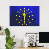 Indiana State Flag Grunge Poster (Thuiskantoor)