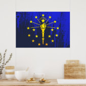 Indiana State Flag Grunge Poster (Keuken)