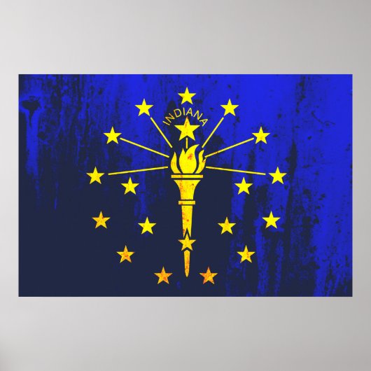 Indiana State Flag Grunge Poster (Voorkant)