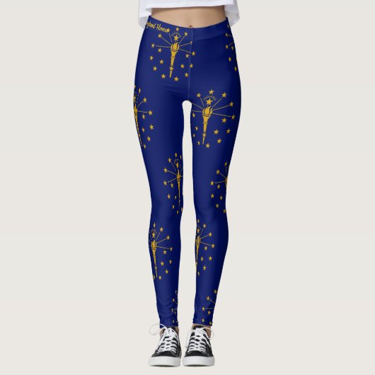 Indiana State Flag Navy Leggings Custom Name Pants (Voorkant)