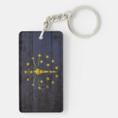 Indiana State Flag op Old Wood Grain Sleutelhanger (achterkant)