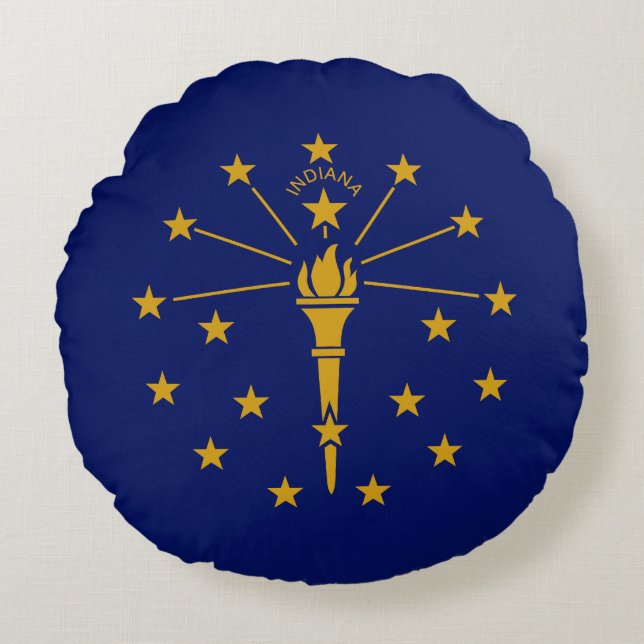 Indiana State Flag Rond Kussen (Voorkant)