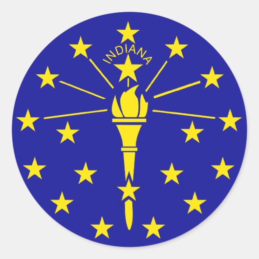 Indiana State Flag Ronde Sticker (Voorkant)
